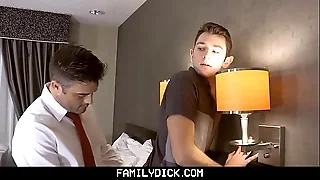 FamilyDick - Horny Stepdad Outlying Fucks His Boy’s Tight Asshole In A Hotel Scope