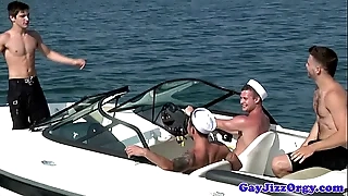 Uncaring seafaring man alfresco orgy all over Chip Young