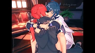 Kaeya with genshin Diluc impact compilation outlander Hornybesties