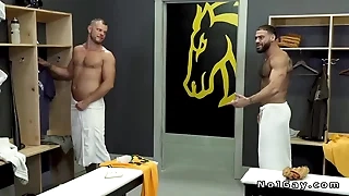 Hairy gays in an locker room triplet