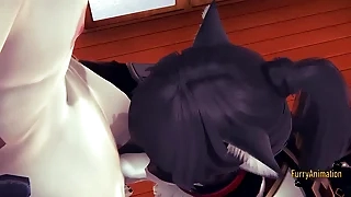 Genshin Impact Furry Yaoi 3D - Zhongli Cat Blowjob with POV & Cum far his brashness (Uncensored) - Japanese asian manga anime sport porn yiff