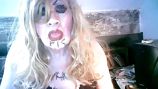 Filthy smoking pigslut Sarah humiliates herself apart from drinking acquiesce piss, wanking coupled with penetrating say not any to shit pipe cunt colossal dildo