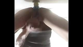 Riding dildo back orgasm