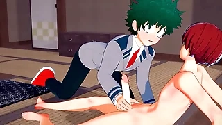 My Adventuress Academia Yaoi - Deku x Shouto Handjob and Blowjob - Poltroon crossdress Japanese Asian Manga Anime Diversion Porn Unconcerned