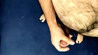 hairy Superannuated man masturbating